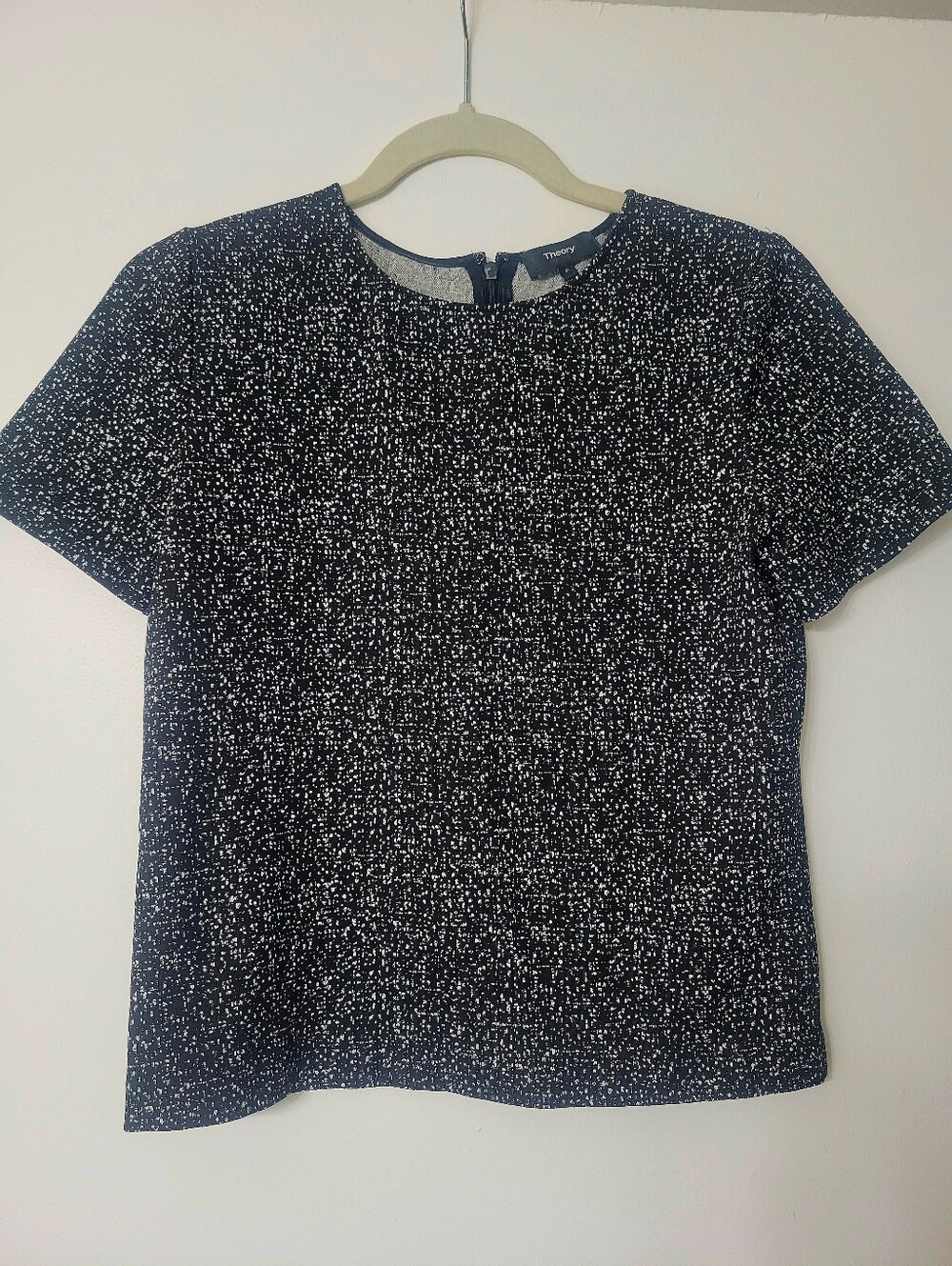 Theory Black & White Short-Sleeve Crew Top